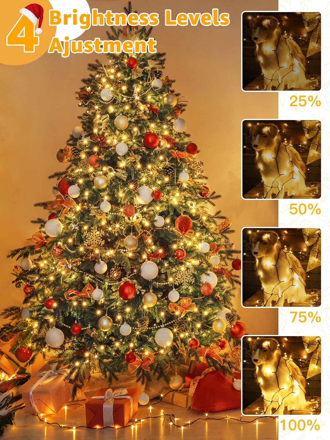 500 LED 164 FT Christmas Lights, Waterproof Outdoor String Lights with Remote and Timer, Christmas Tree Lights with 8 Modes Dimmable, Fairy Lights for Holiday Decor (Warm White)